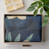 Gelbe Daffodien auf blauem Aquarell-Decoupage Seidenpapier (Geschenk)