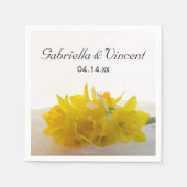 Gelbe Daffodien auf der Hochzeit des weißen Frühli Serviette (Vorderseite)