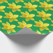 Gelbe Daffodien auf grüner Blüte Geschenkpapier (Ecke)