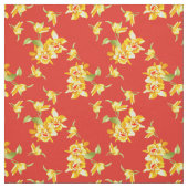 Gelbe Daffodien auf Rot Stoff (Muster)