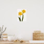 Gelbe Daffodien auf Weiß - Daffodil Blume Leere Poster (Küche)