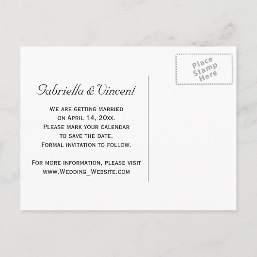 Gelbe Daffodien auf weißer Hochzeit speichern das  Ankündigungspostkarte (Rückseite)