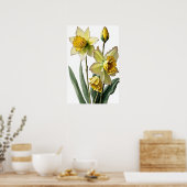 Gelbe Daffodien Blume Art Print Poster (Küche)