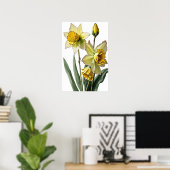 Gelbe Daffodien Blume Art Print Poster (Heimbüro)