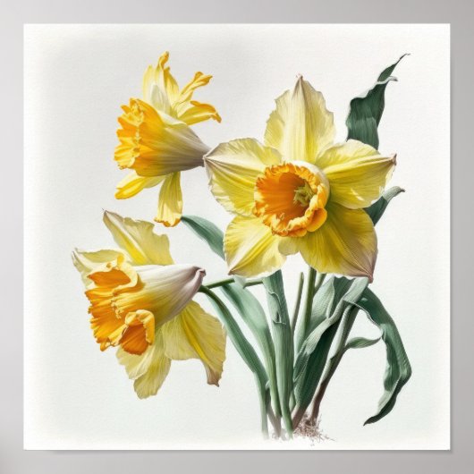 Gelbe Daffodien Blume Art Print Poster (Vorne)