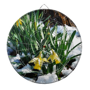 Gelbe Daffodien Blume im Schnee Dartscheibe