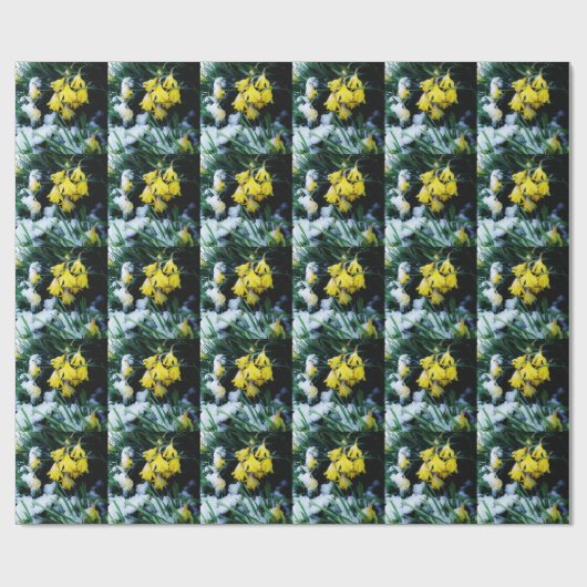 Gelbe Daffodien Blume im Schnee Geschenkpapier (Flach)