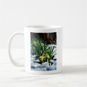 Gelbe Daffodien Blume im Schnee Kaffeetasse (Links)