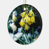 Gelbe Daffodien Blume im Schnee Keramikornament (Links)