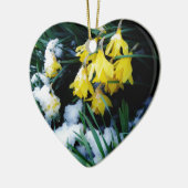 Gelbe Daffodien Blume im Schnee Keramikornament (Links)