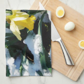 Gelbe Daffodien Blume im Schnee Küchentuch (Viertel Falte)