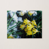 Gelbe Daffodien Blume im Schnee Puzzle (Horizontal)