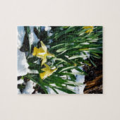 Gelbe Daffodien Blume im Schnee Puzzle (Horizontal)