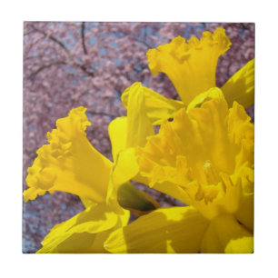 Gelbe Daffodien Blume Tile Art Keepsakes Boxen Fliese
