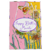 Gelbe Daffodien Blume Wasserfarbene Frauen Mittlere Geschenktüte (Vorderseite)