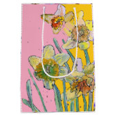 Gelbe Daffodien Blume Wasserfarbene Frauen Mittlere Geschenktüte (Rückseite)