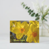 Gelbe Daffodien Frohe Ostern Postcard Postkarte (Stehend Vorderseite)