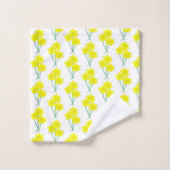 Gelbe Daffodien Frühlingsblumen Blumenstrauß Badhandtuch Set (Waschlappen)