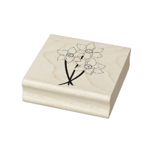 Gelbe Daffodien Frühlingsblumen Blumenstrauß Gummistempel