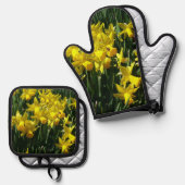 Gelbe Daffodien I Ofenhandschuh & Topflappen-Set (Vorderseite/Rückseite)