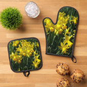 Gelbe Daffodien I Ofenhandschuh & Topflappen-Set (Oben Unten)