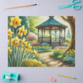 Gelbe Daffodien im Frühling mit Gazebo Seidenpapier (Basteln)