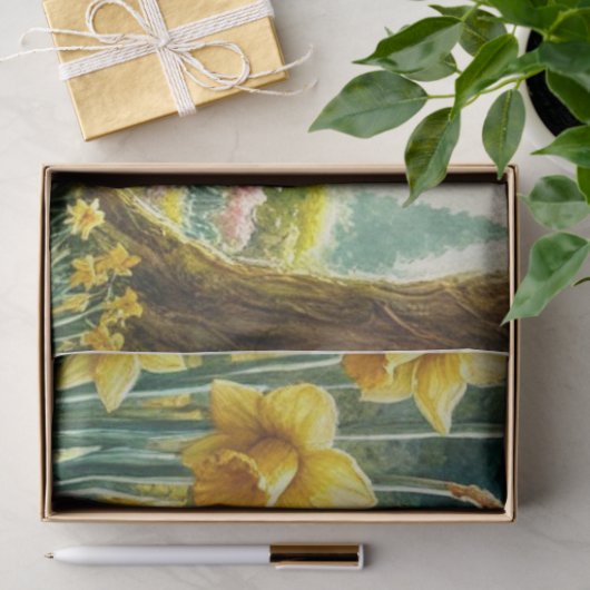 Gelbe Daffodien im Frühling mit Gazebo Seidenpapier (Geschenk)