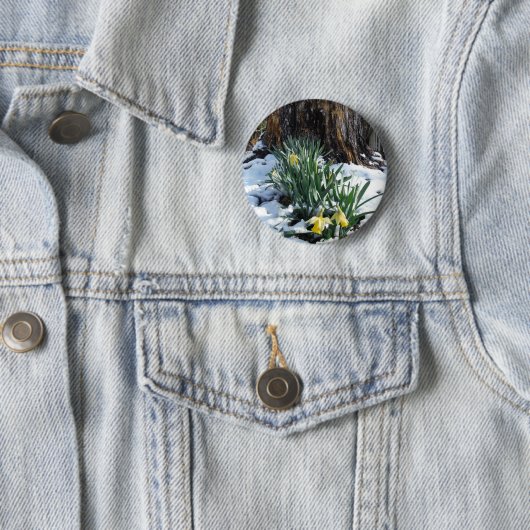 Gelbe Daffodien im Schnee Button (Beispiel)