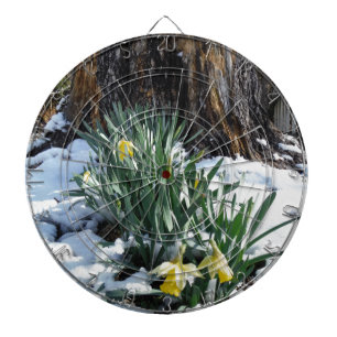Gelbe Daffodien im Schnee Dartscheibe