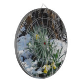 Gelbe Daffodien im Schnee Dartscheibe (Vorderseite Links)