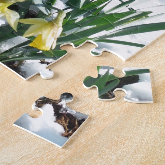 Gelbe Daffodien im Schnee Puzzle (Seite)