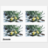 Gelbe Daffodien im Schnee Rechteckiger Aufkleber (Blatt)