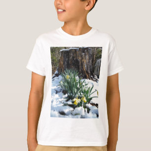 Gelbe Daffodien im Schnee T-Shirt