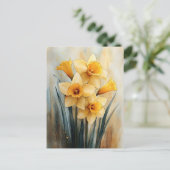 Gelbe Daffodien in Wasserfarbe Postkarte (Stehend Vorderseite)