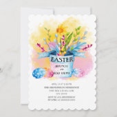 Gelbe Daffodien Rosa Osterbrunch Ei Hunt Einladung (Vorderseite)