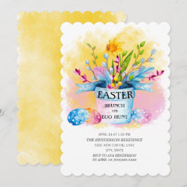 Gelbe Daffodien Rosa Osterbrunch Ei Hunt Einladung