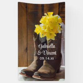 Gelbe Daffodien und Cowboy Boots Western Hochzeit Banner