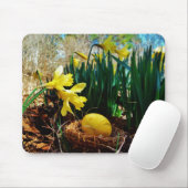 Gelbe Daffodien und ein Gelbes Osterei Mousepad (Mit Mouse)