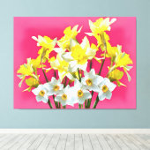 Gelbe Daffodien und weiße Narcissi Viva Magenta Leinwanddruck (Insitu (Holzboden))