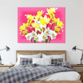 Gelbe Daffodien und weiße Narcissi Viva Magenta Leinwanddruck (Insitu (Schlafzimmer))