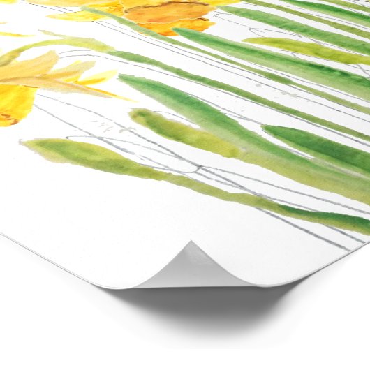 Gelbe Daffodien Wasserfarbe Poster (Ecke)