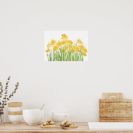 Gelbe Daffodien Wasserfarbe Poster (Küche)