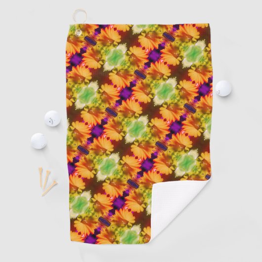 Gelbe Daffodien Zentrum Abstrakte Blumenpracht Golfhandtuch (Insitu)