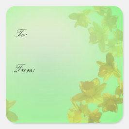 Gelbe Daffodil-Blume Weihnachtsgeschenk-Aufkleber Quadratischer Aufkleber