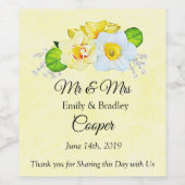 Gelbe Daffodil Frühjahr oder Sommerhochzeit Weinetikett (Einzelnes Label)