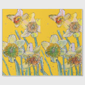 Gelbe Daffodil-Frühlingsblumen Wasserfarbenumhüllu Geschenkpapier (Flach)