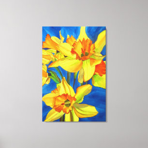 Gelbe Daffodil Narzisse Aquarellkunst Blume Leinwanddruck