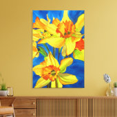 Gelbe Daffodil Narzisse Aquarellkunst Blume Leinwanddruck (Insitu (Wohnzimmer))