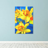 Gelbe Daffodil Narzisse Aquarellkunst Blume Leinwanddruck (Insitu (Holzboden))