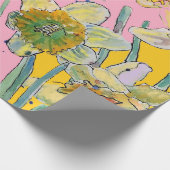 Gelbe Daffodil Rosa Frühlingsblumen Wasserfarbe Geschenkpapier (Ecke)